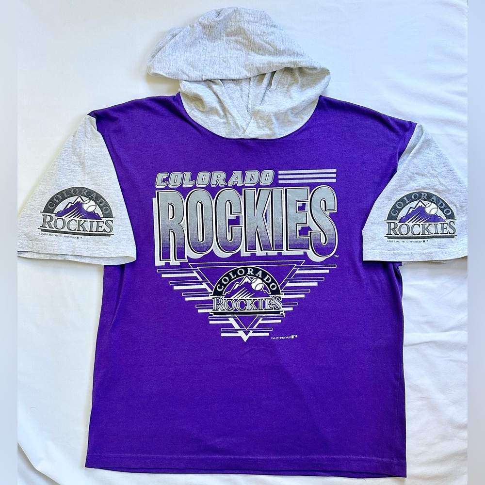 Vintage Colorado Rockies Hooded T-Shirt, Men’s Large